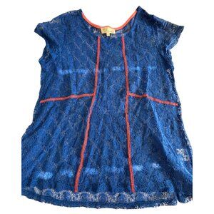 Dept 222 royal blue and orange lace sheer lace top size L Florida Gators colors